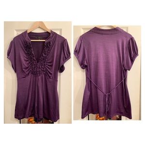 Very flattering purple ruffle shirt